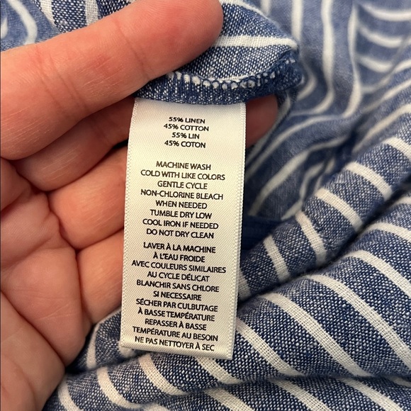 BEACH LUNCH LOUNGE LINEN BLUE & WHITE JUMPSUIT LARGE - Picture 16 of 16